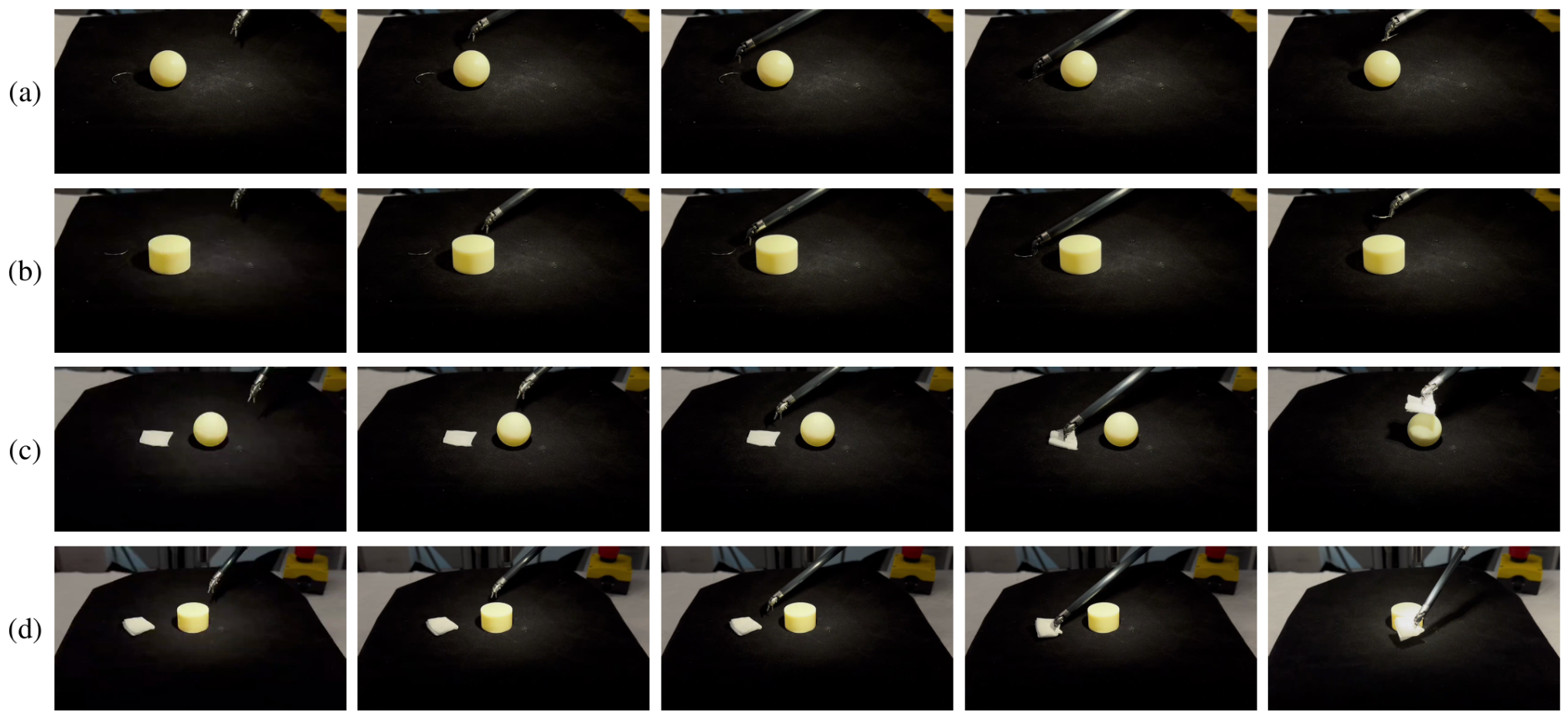 Real World Experiments of Needle and Gauze Picking with No-Go Zones